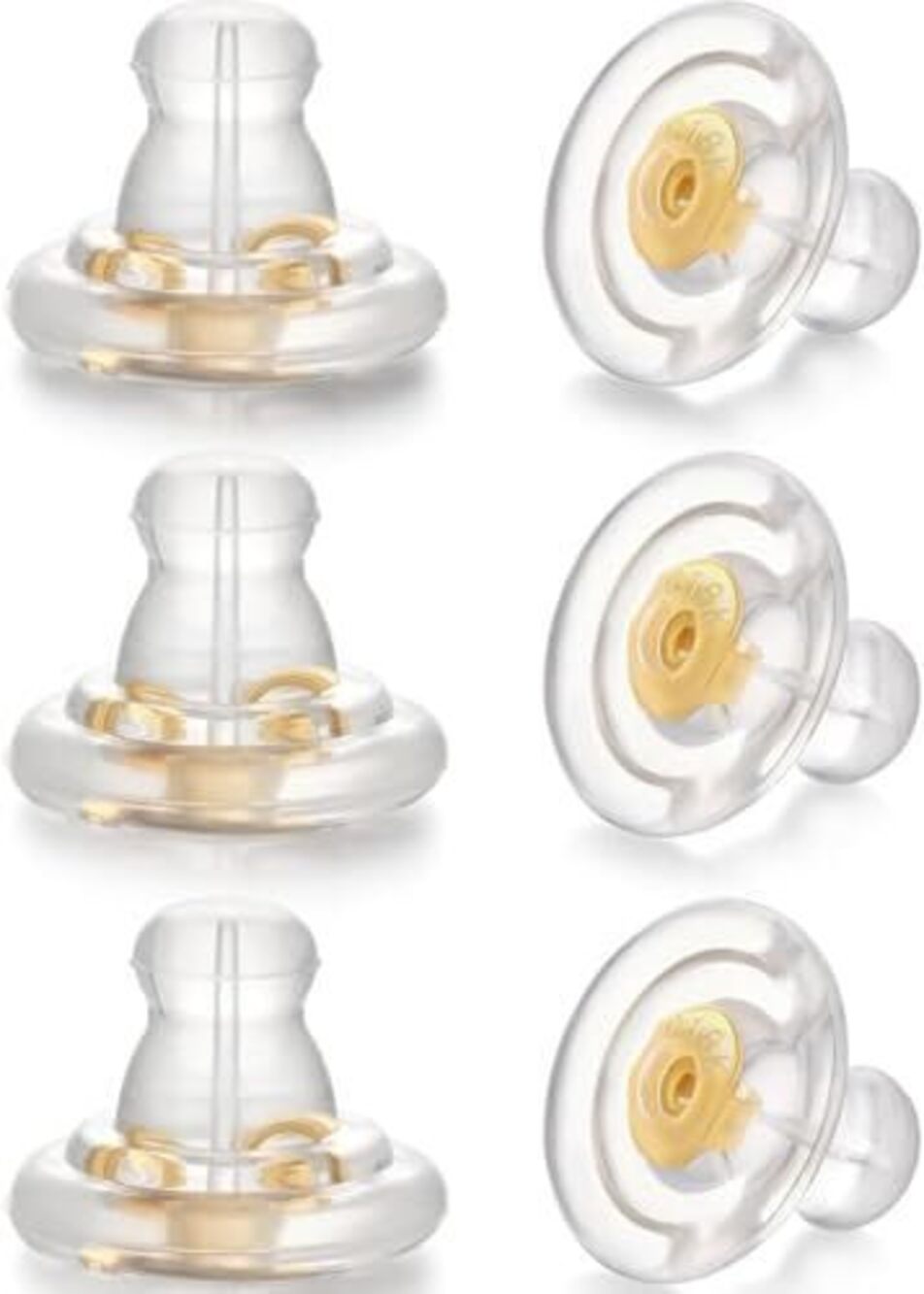 5225 6 PCS Flat Silicone Earring Backs,18K Gold Silicone Earring Backs